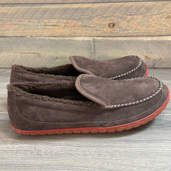 LL Bean Mountain Slippers Size 11 Suede Slip On Fleece Lined Cozy Brown main image 11